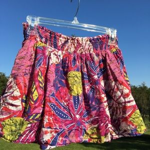 Magenta Floral Y2K Mini Flounce Skirt w/ Pockets